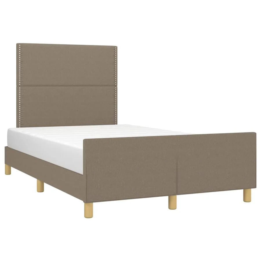 Cadre de lit sans matelas taupe 120x190 cm tissu - 4