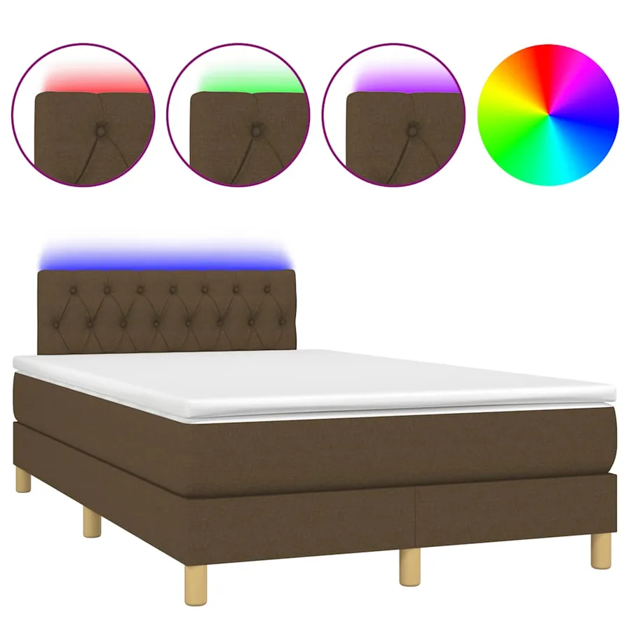 Sommier à lattes de lit matelas et LED marron foncé 120x190 cm - 2