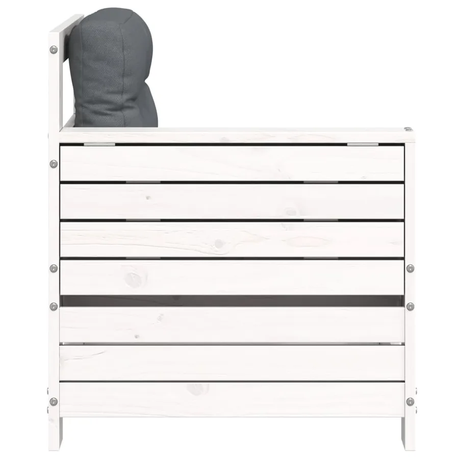 Canapé de jardin accoudoir et coussin blanc bois massif de pin - 5