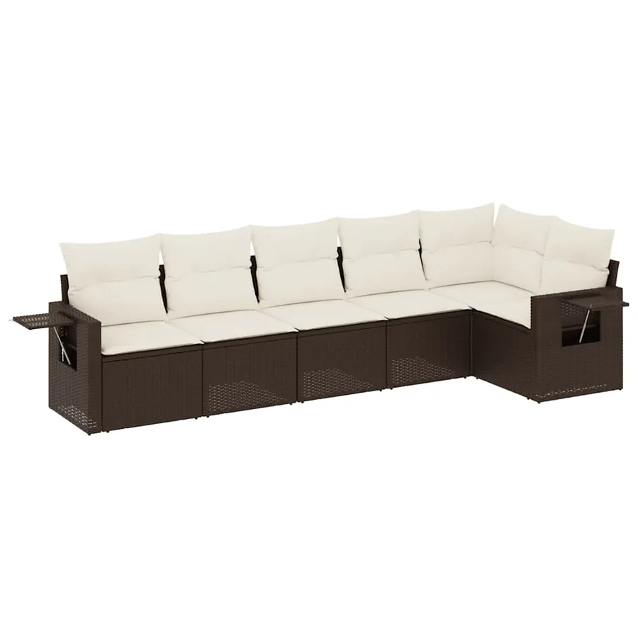 Salon de jardin avec coussins 6 pcs marron résine tressée - 2