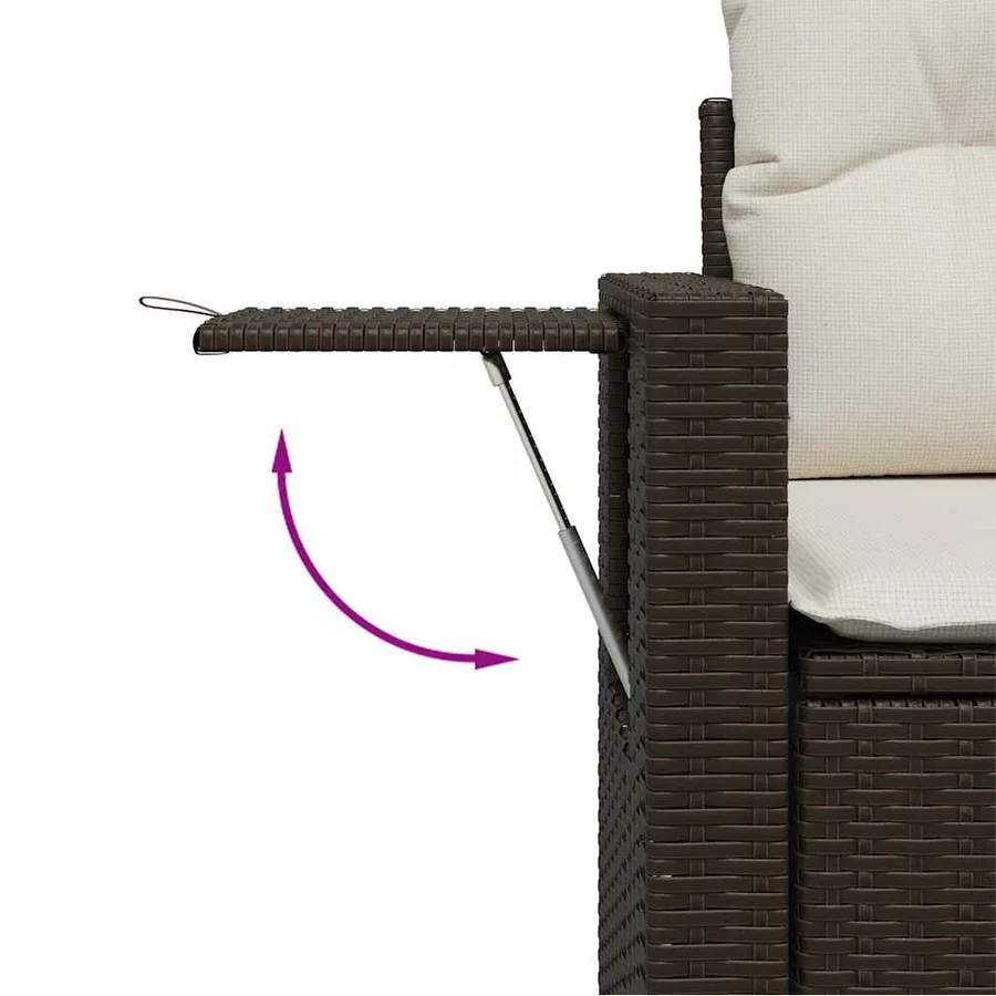 Salon de jardin avec coussins 5 pcs marron résine tressée - 7