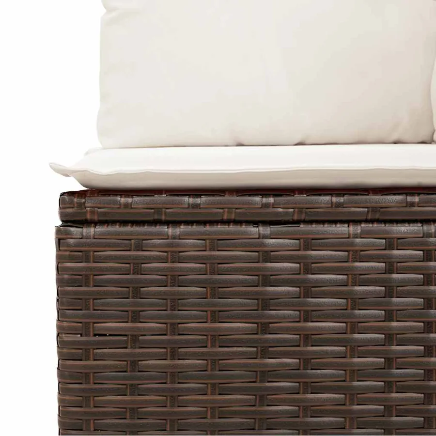 Salon de jardin avec coussins 7 pcs marron résine tressée - 4