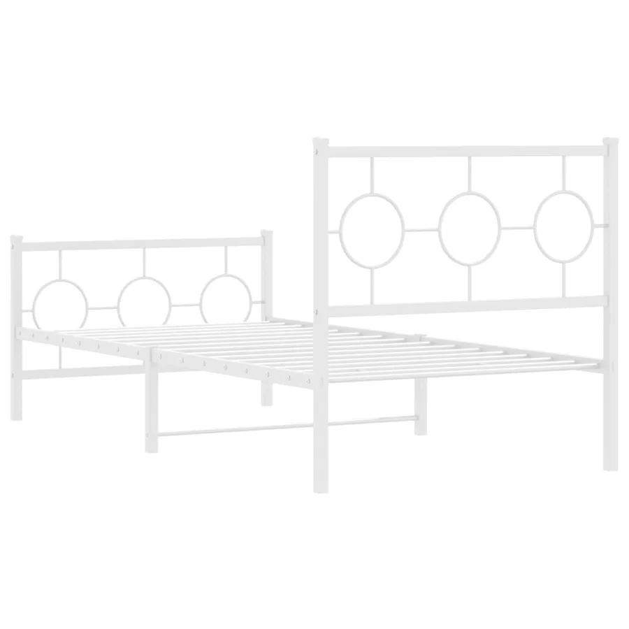 Cadre de lit métal sans matelas avec pied de lit blanc 90x190cm - 7