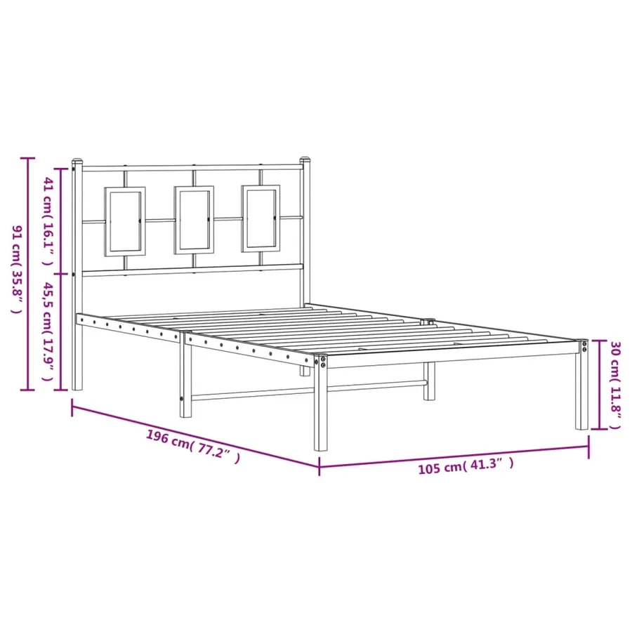 Cadre de lit métal sans matelas avec tête de lit noir 100x190cm - 10