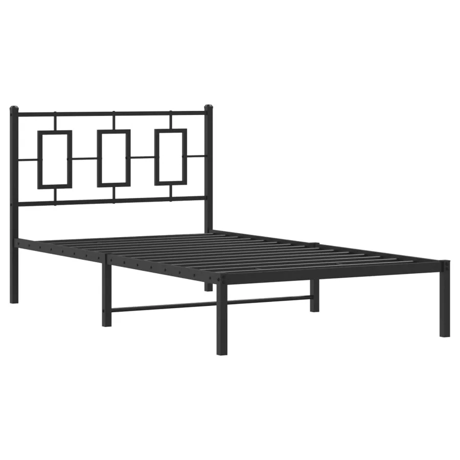 Cadre de lit métal sans matelas avec tête de lit noir 100x190cm - 3