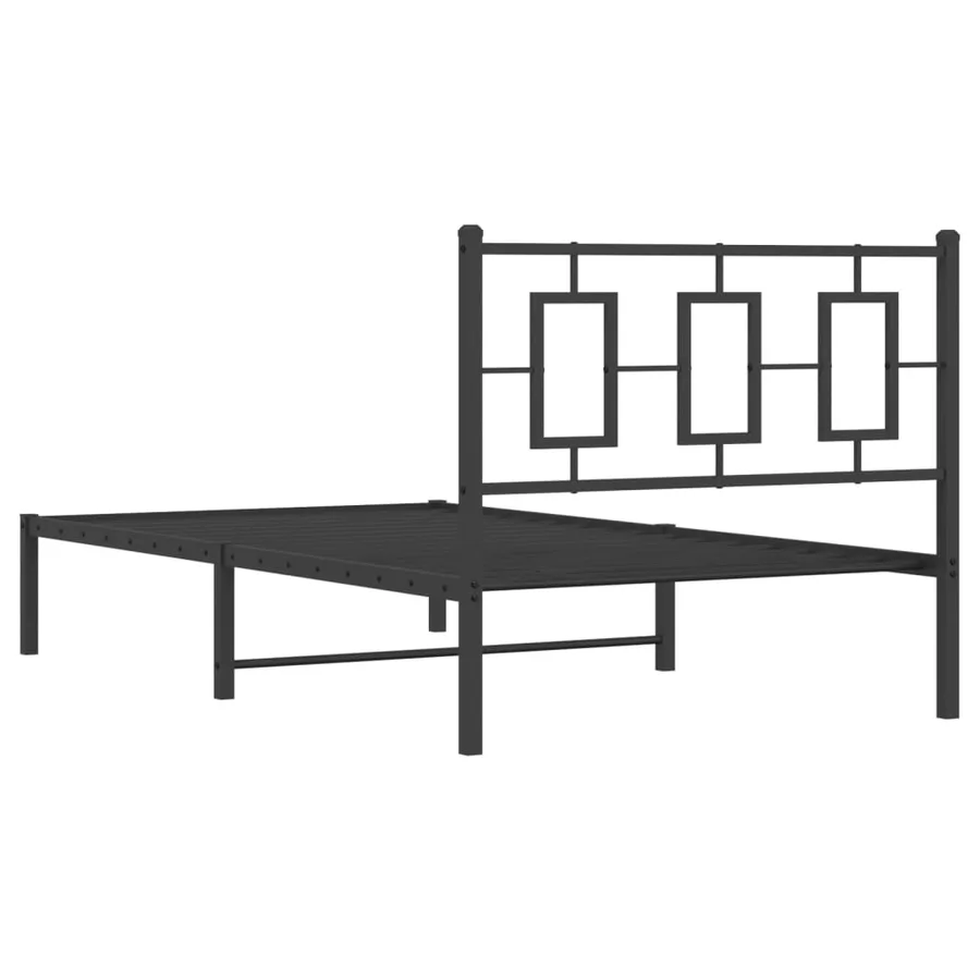 Cadre de lit métal sans matelas avec tête de lit noir 100x190cm - 7