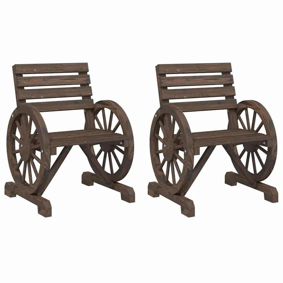 Chaises de jardin lot de 2 58x58x78,5 cm bois de sapin massif - 2