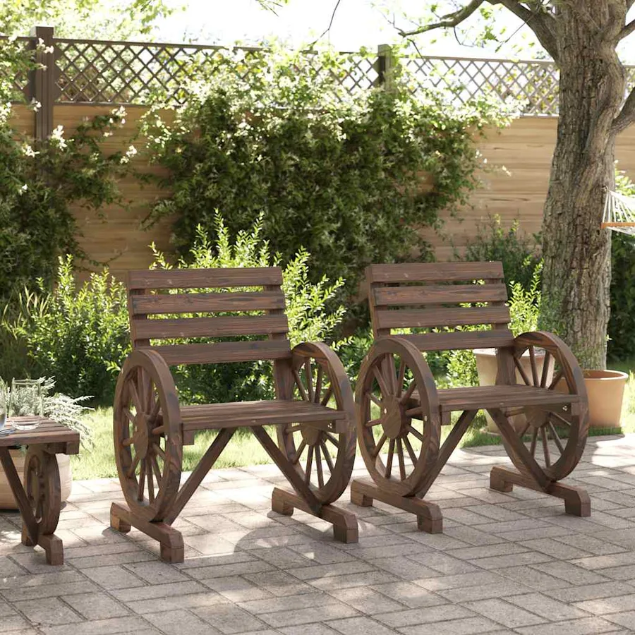 Chaises de jardin lot de 2 58x58x78,5 cm bois de sapin massif - 3