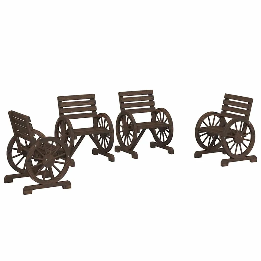 Chaises de jardin lot de 4 Bois de sapin massif - 2