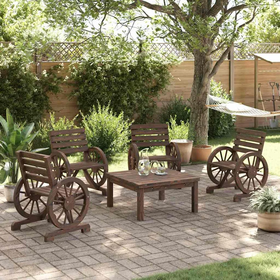 Chaises de jardin lot de 4 Bois de sapin massif - 3