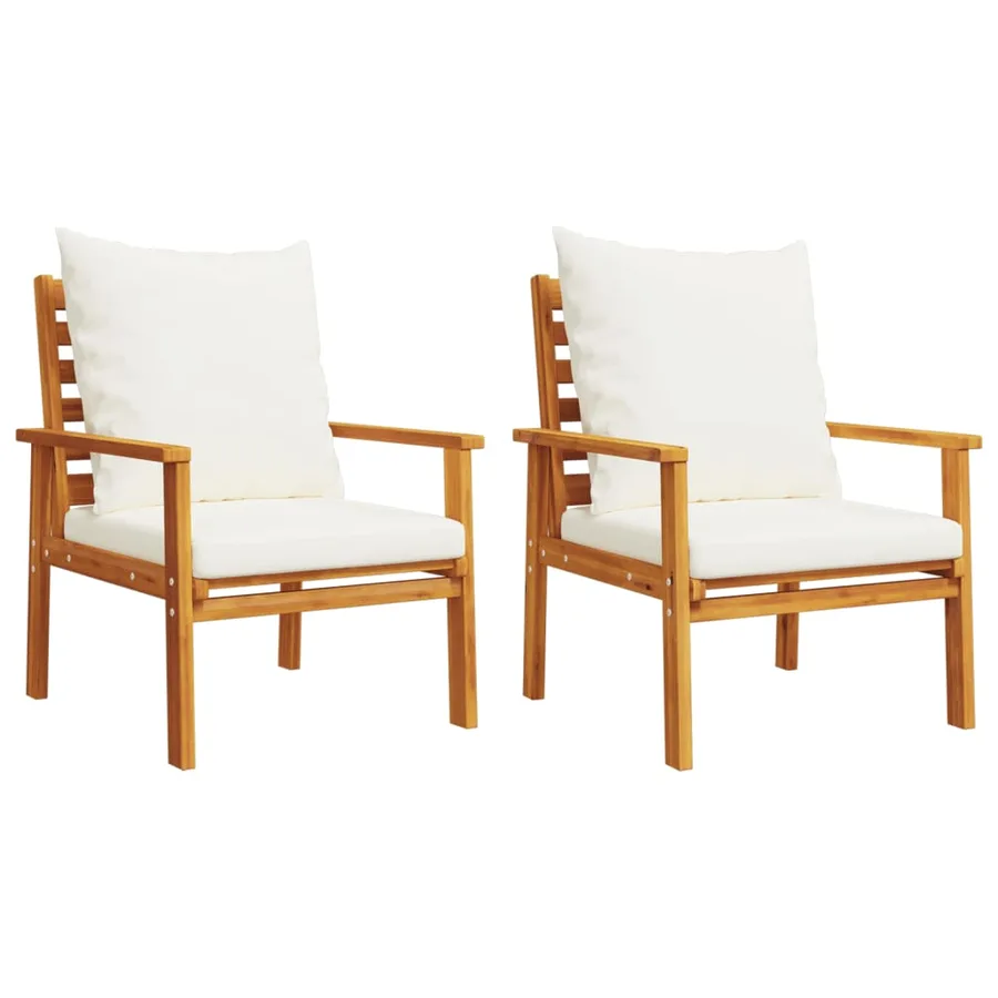 Salon de jardin 4 pcs avec coussins Bois d'acacia solide - 4
