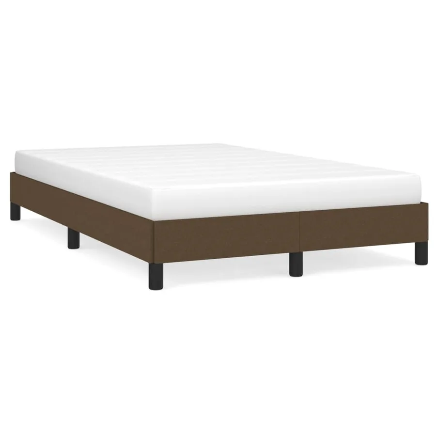 Cadre de lit sans matelas marron foncé 120x190 cm tissu - 2