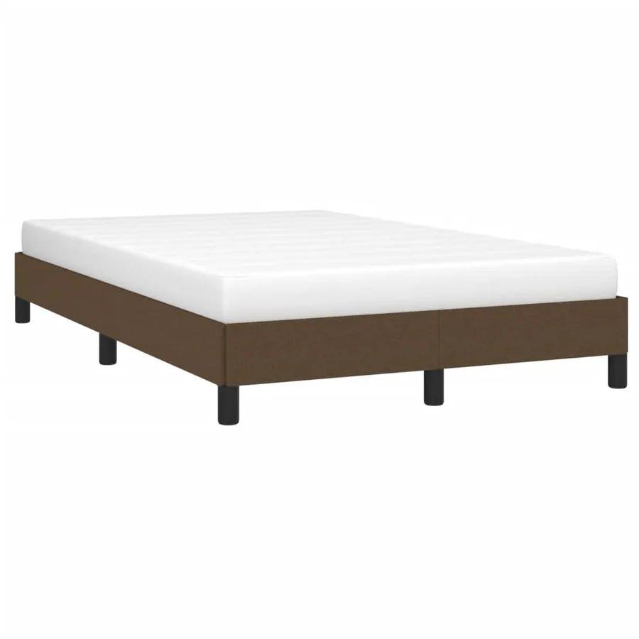 Cadre de lit sans matelas marron foncé 120x190 cm tissu - 4