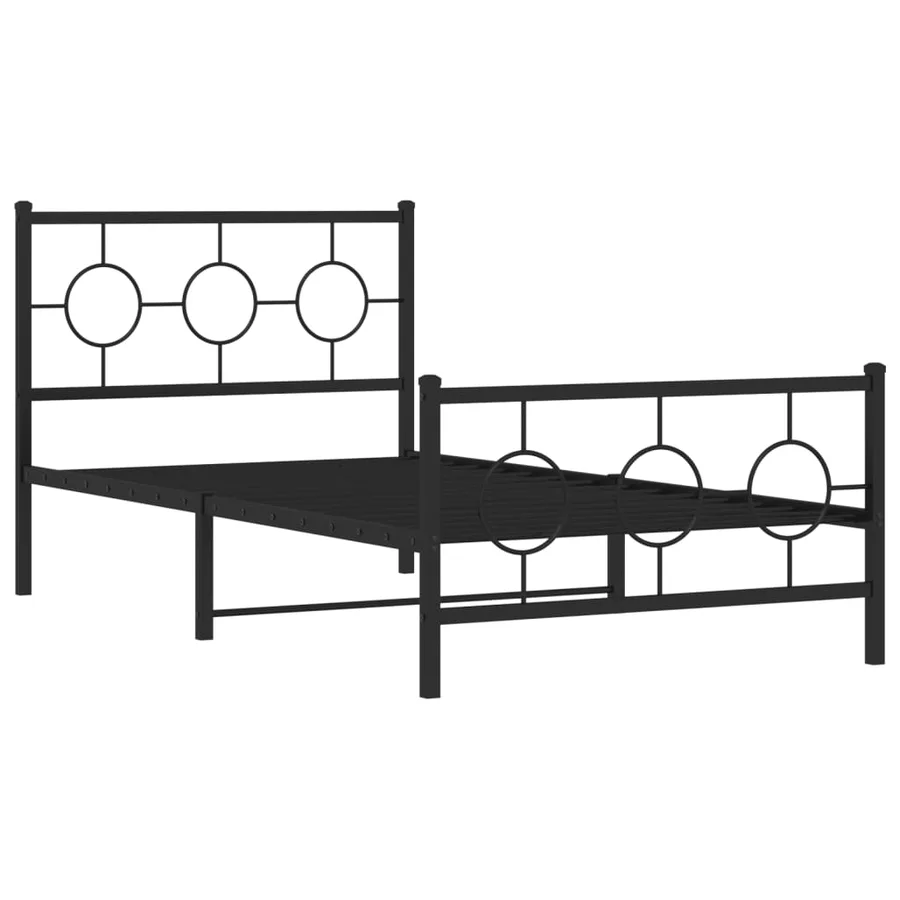 Cadre de lit métal sans matelas et pied de lit noir 100x200 cm - 3