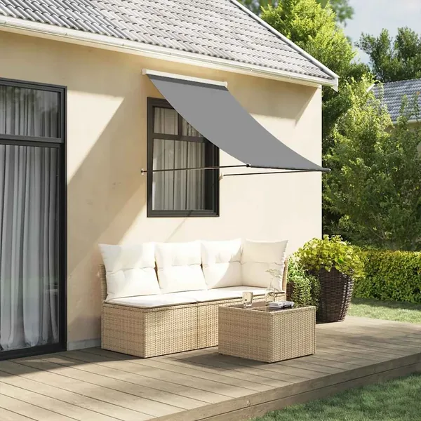 Auvent rétractable anthracite 150x150 m tissu et acier