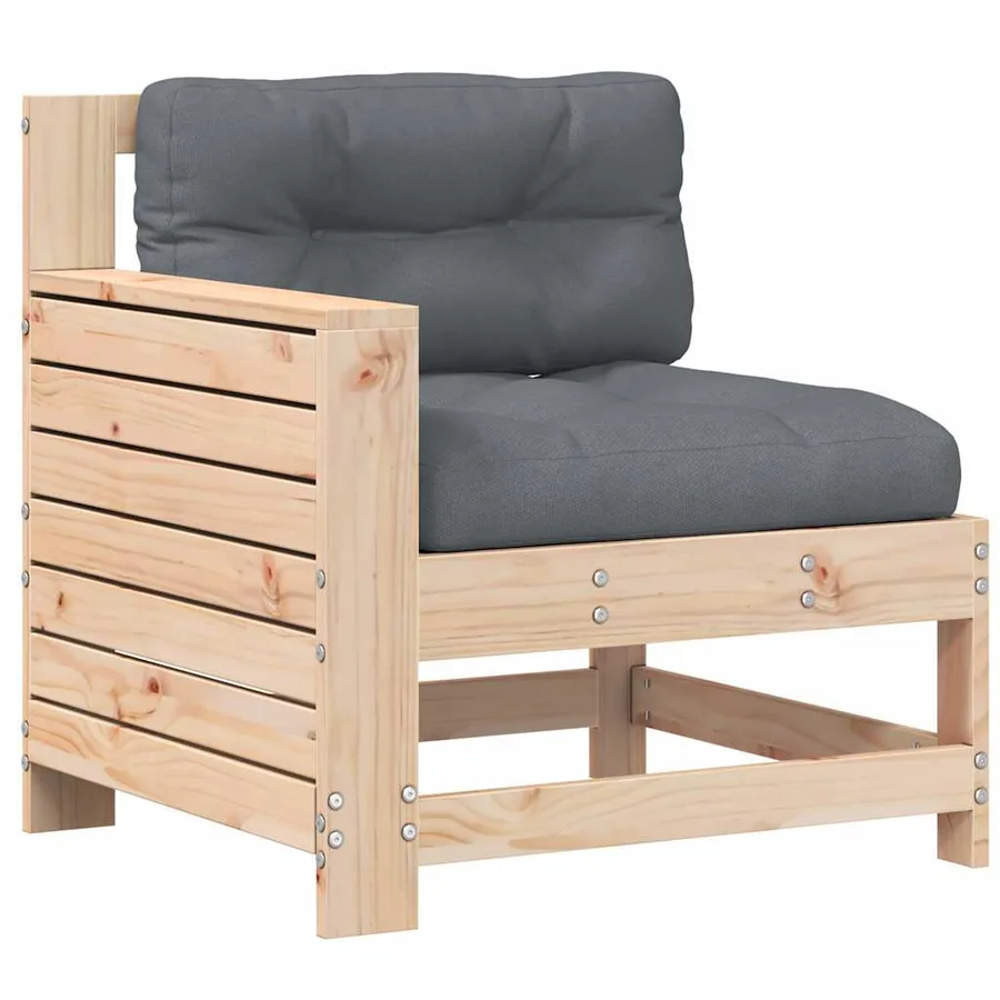 Canapé de jardin accoudoir avec coussin bois massif de pin - 2