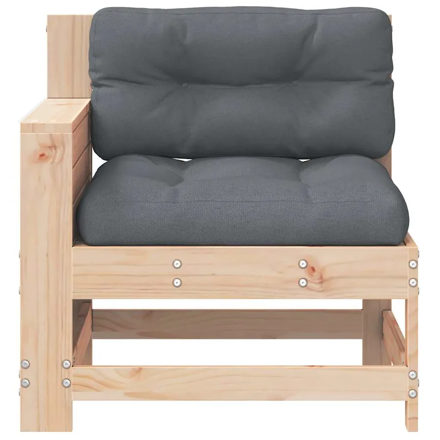 Canapé de jardin accoudoir avec coussin bois massif de pin - 4
