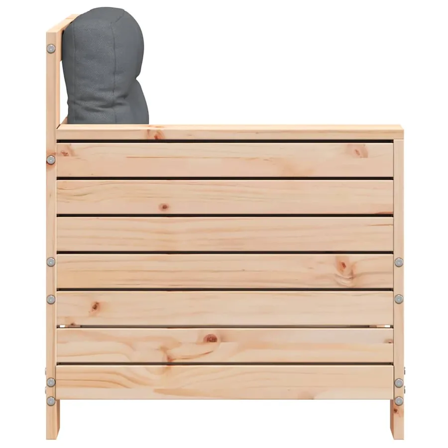 Canapé de jardin accoudoir avec coussin bois massif de pin - 5