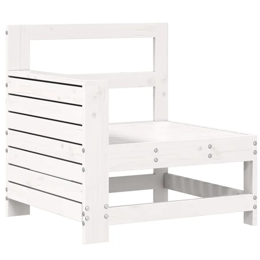 Salon de jardin 7 pcs blanc bois de pin massif - 5