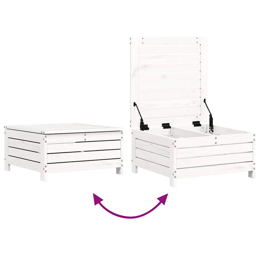 Salon de jardin 7 pcs blanc bois de pin massif - 10