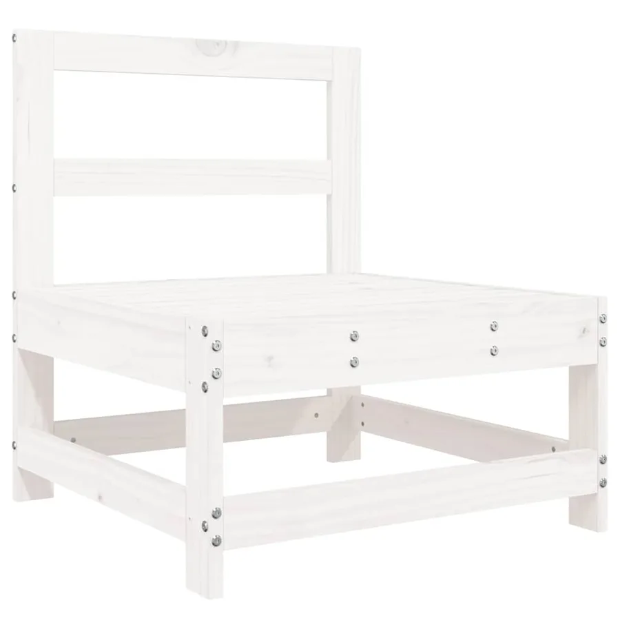 Salon de jardin 7 pcs blanc bois de pin massif - 6