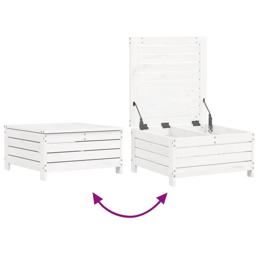 Salon de jardin 10 pcs blanc bois de pin massif - 10