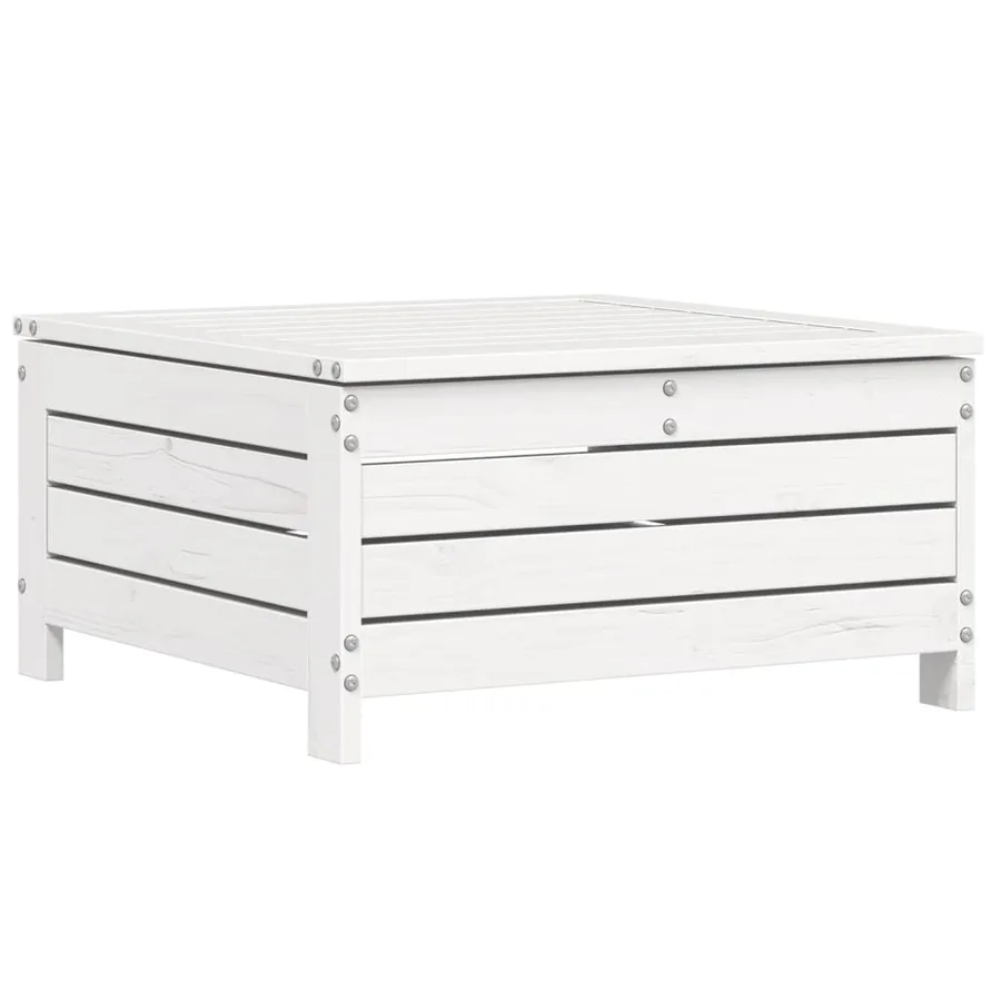 Salon de jardin 10 pcs blanc bois de pin massif - 9