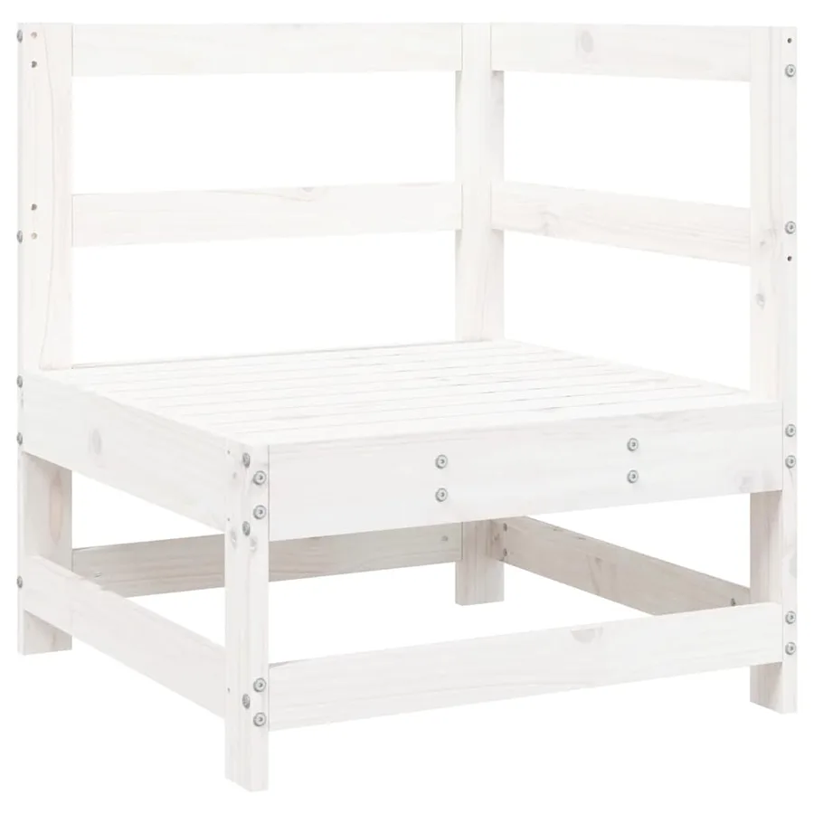 Salon de jardin 10 pcs blanc bois de pin massif - 9