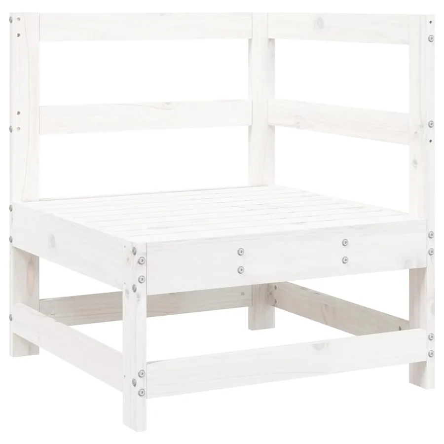 Salon de jardin 10 pcs blanc bois de pin massif - 8