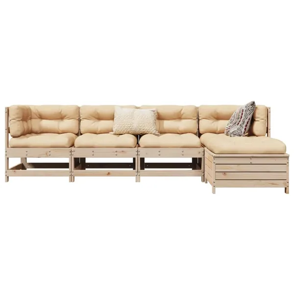 Salon de jardin 5 pcs bois de pin massif