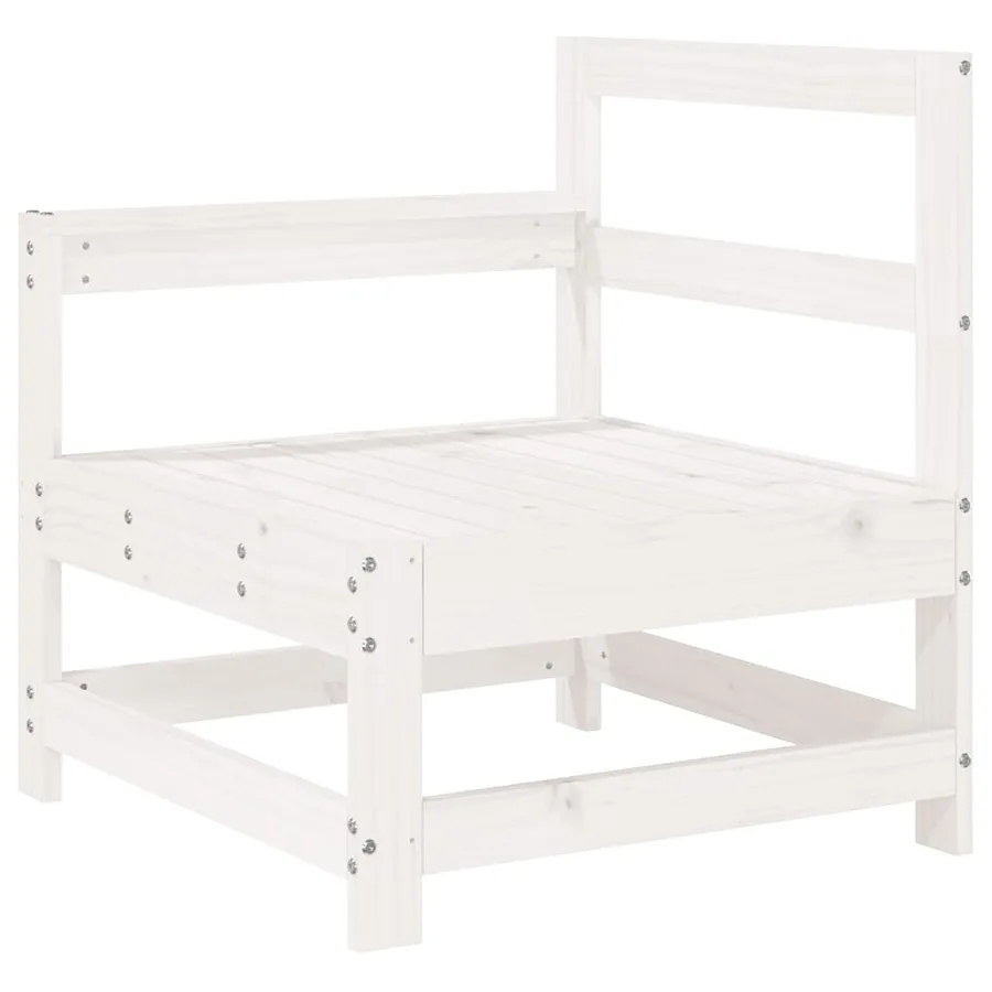 Salon de jardin 7 pcs blanc bois de pin massif - 4