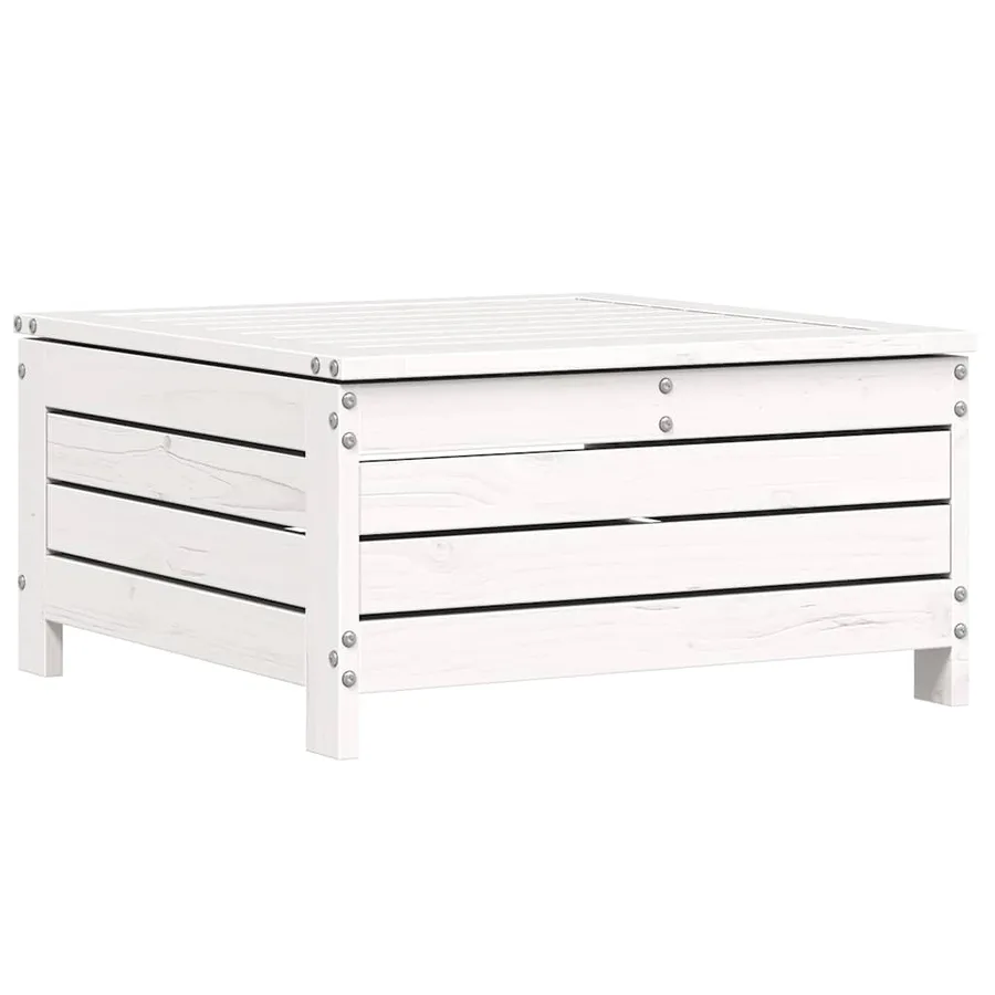 Salon de jardin 4 pcs blanc bois de pin massif - 6