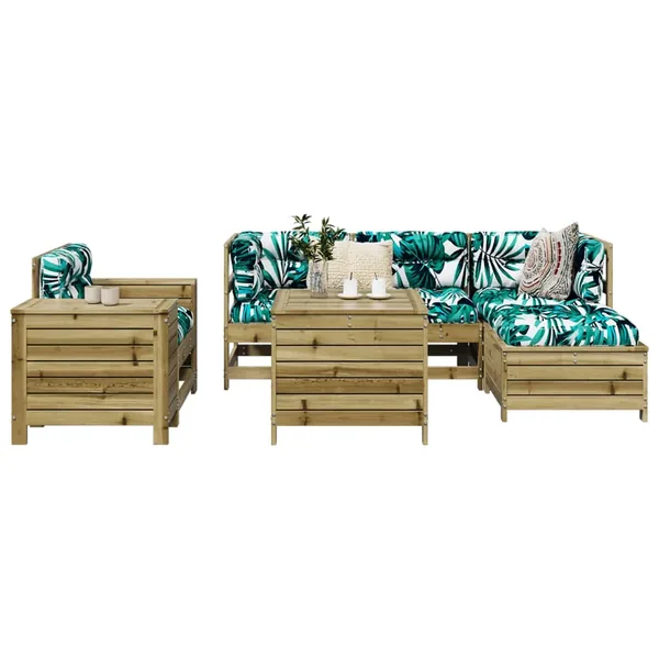 Salon de jardin 7 pcs bois de pin imprégné
