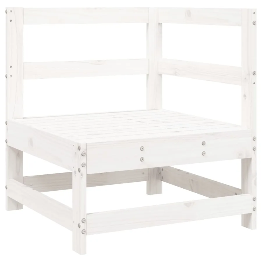 Salon de jardin 7 pcs blanc bois de pin massif - 4