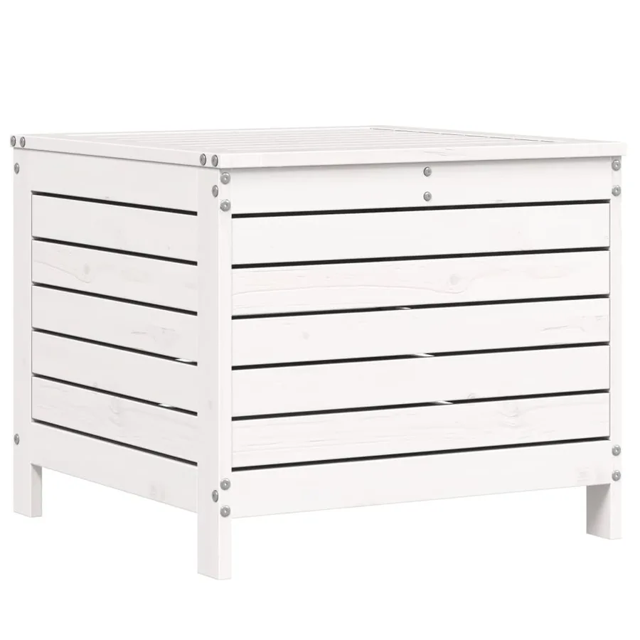 Salon de jardin 7 pcs blanc bois de pin massif - 7