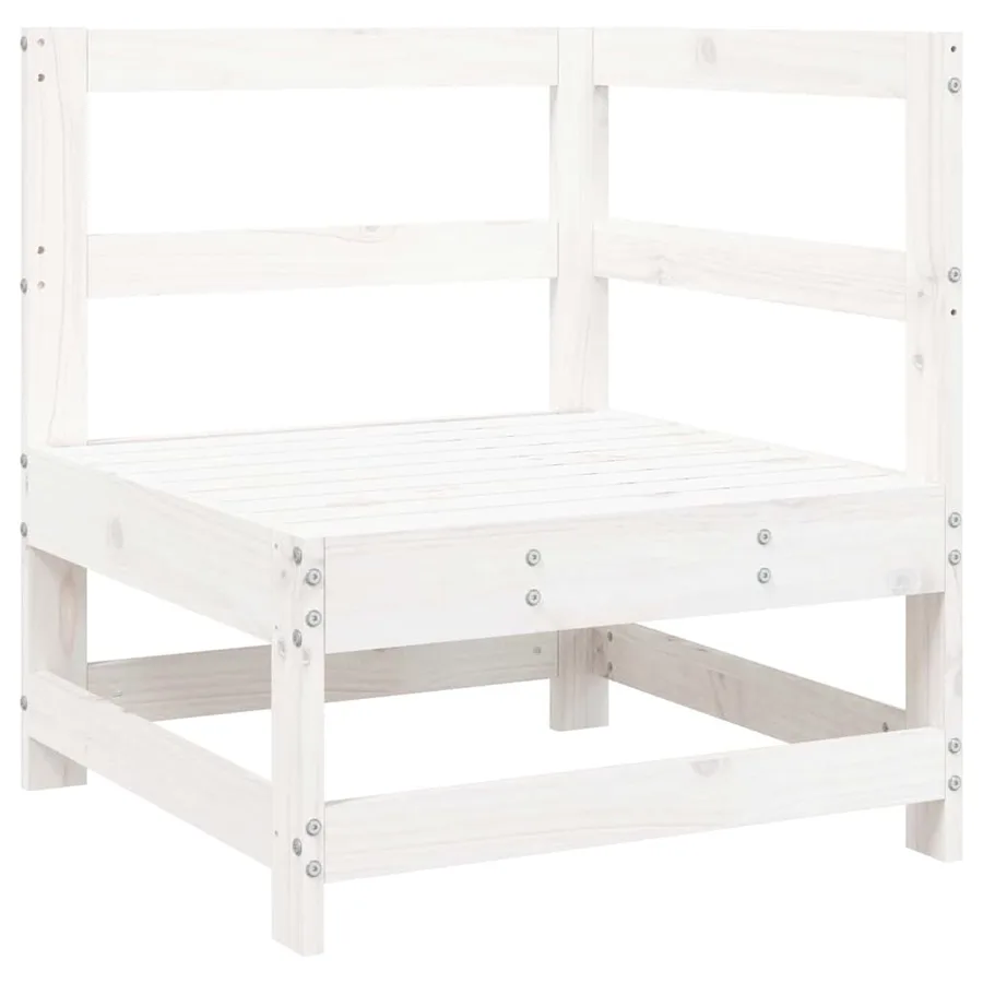 Salon de jardin 8 pcs blanc bois de pin massif - 4
