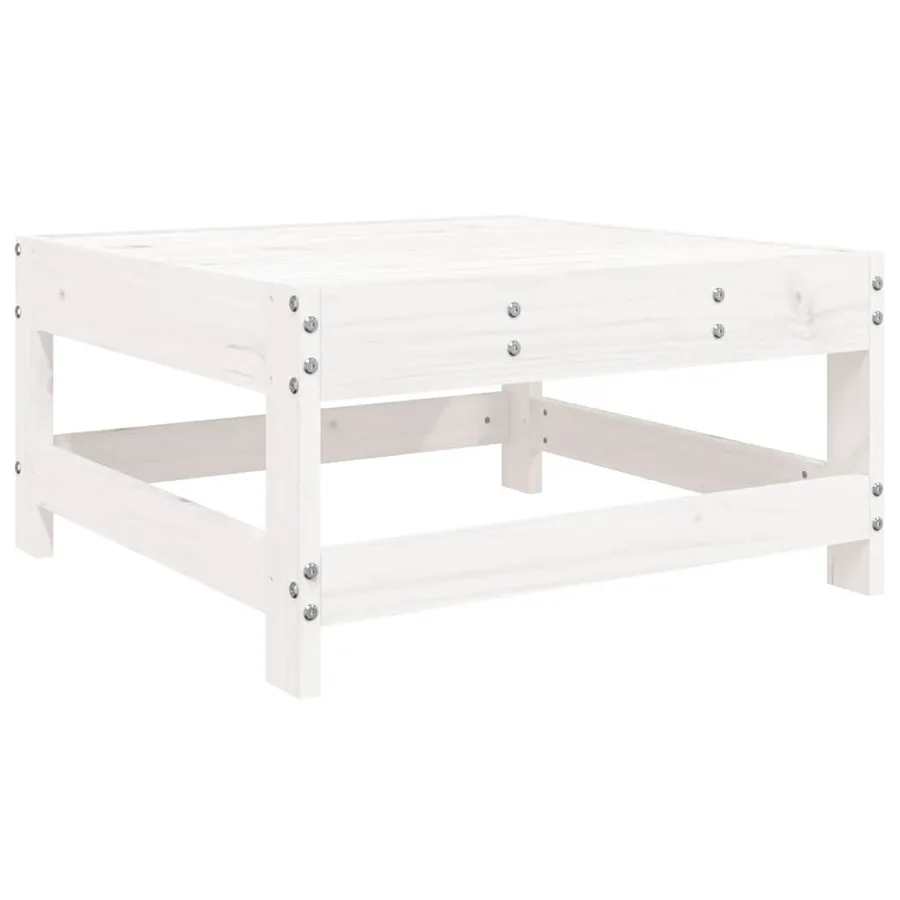 Salon de jardin 8 pcs blanc bois de pin massif - 6