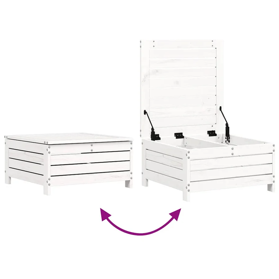 Salon de jardin 4 pcs blanc bois de pin massif - 7