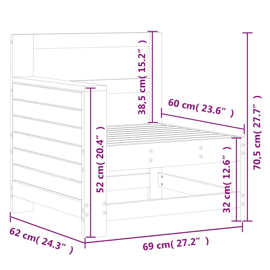 Canapé de jardin accoudoir 69x62x70,5 cm bois massif douglas - 9