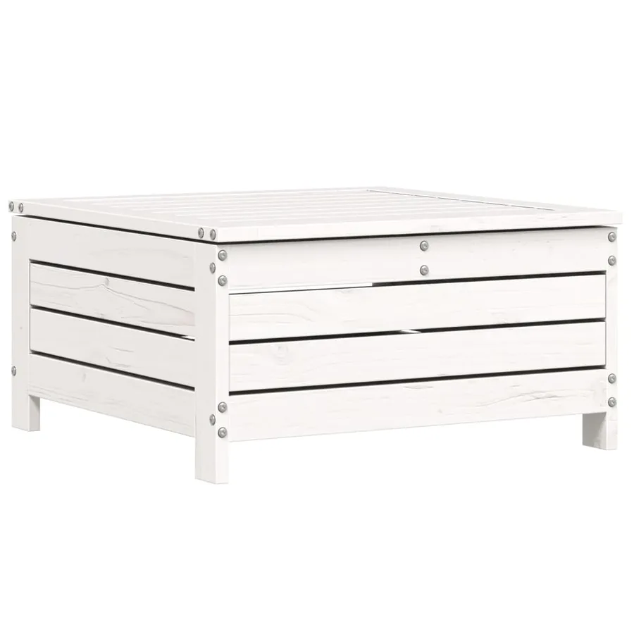 Salon de jardin 6 pcs blanc bois de pin massif - 7