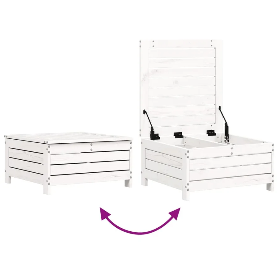 Salon de jardin 6 pcs blanc bois de pin massif - 9