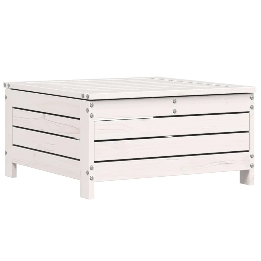Repose-pied de jardin blanc 62x63,5x32 cm bois de pin massif - 2