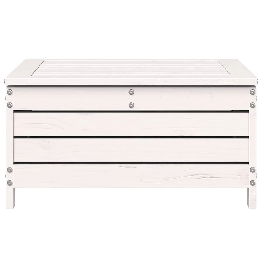 Repose-pied de jardin blanc 62x63,5x32 cm bois de pin massif - 4