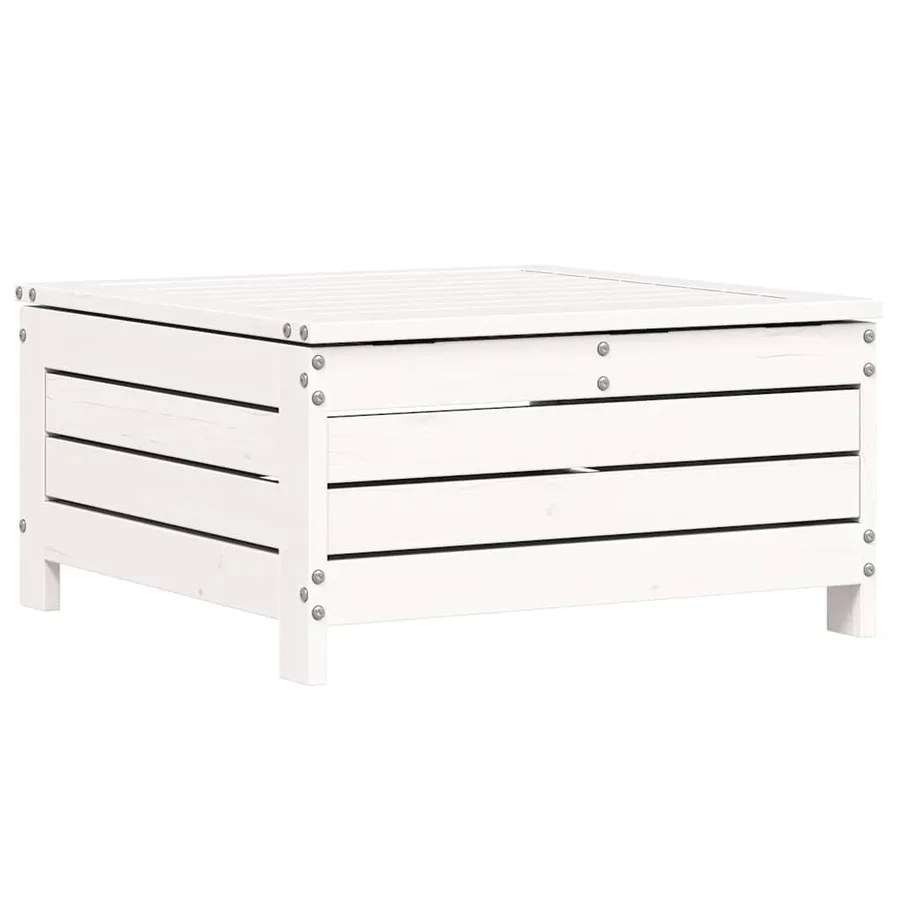 Repose-pied de jardin blanc 62x63,5x32 cm bois de pin massif - 6