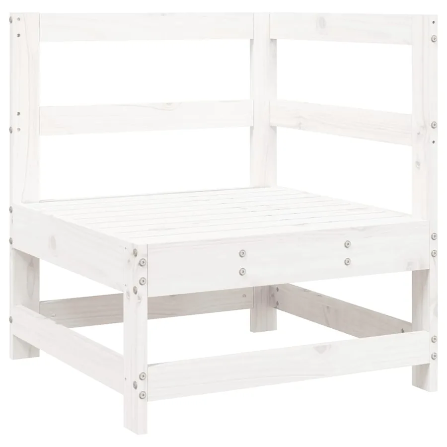 Salon de jardin 3 pcs blanc bois de pin massif - 4