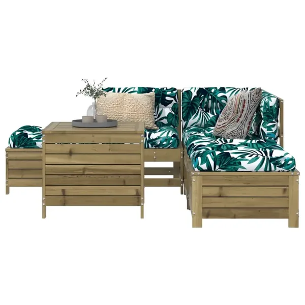 Salon de jardin 6 pcs bois de pin imprégné