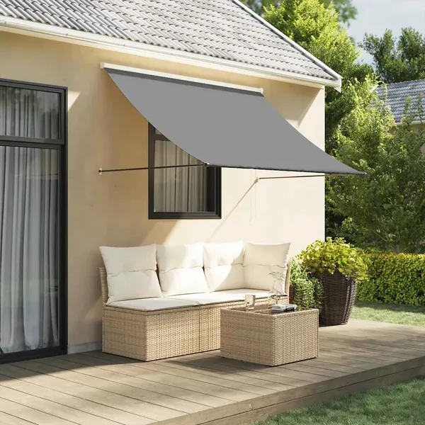 Auvent rétractable anthracite 250x150 m tissu et acier