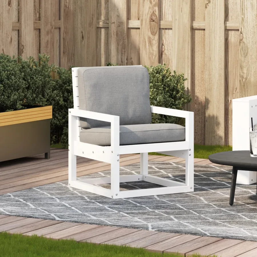 Chaise de jardin blanc 57,5x63x76 cm bois de pin massif - 3