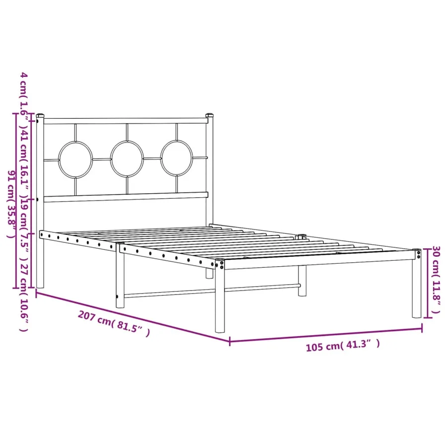 Cadre de lit métal sans matelas et tête de lit blanc 100x200 cm - 10