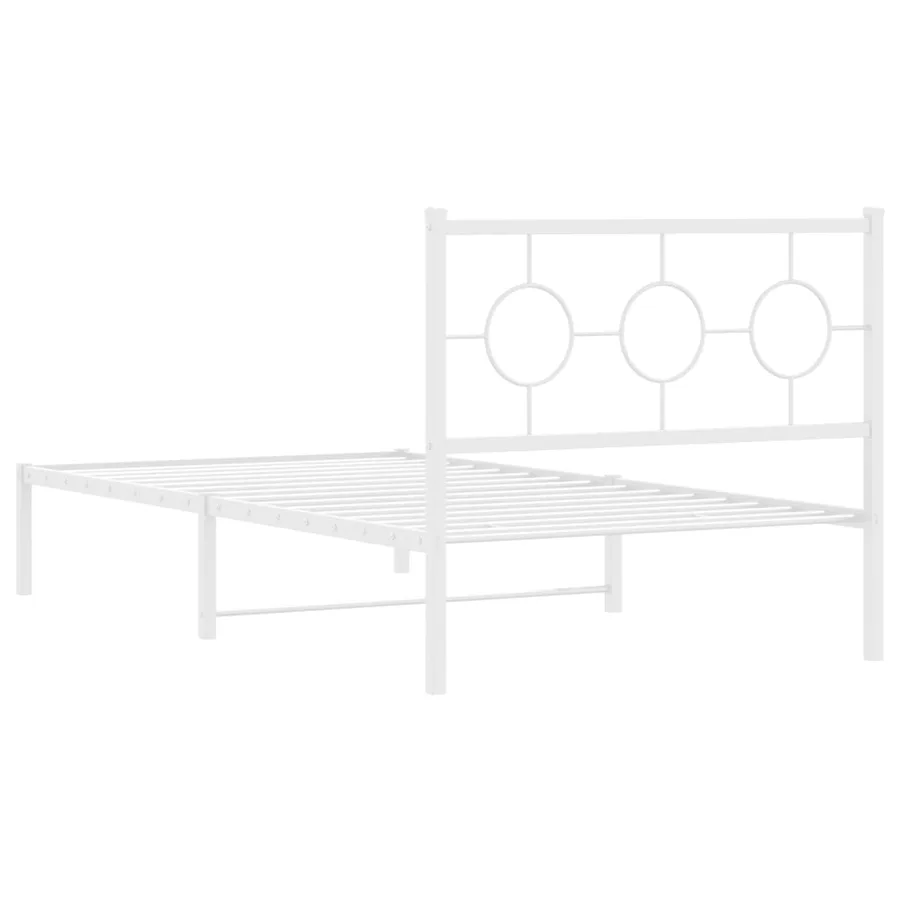 Cadre de lit métal sans matelas et tête de lit blanc 100x200 cm - 7